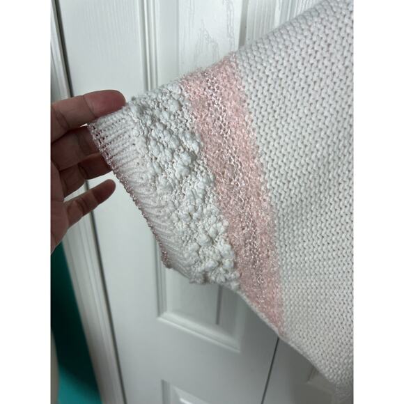 VTG 80s 90s Nubby Pastel Pink White Sweater XL Short Sleeve Large Coquette - Picture 7 of 9